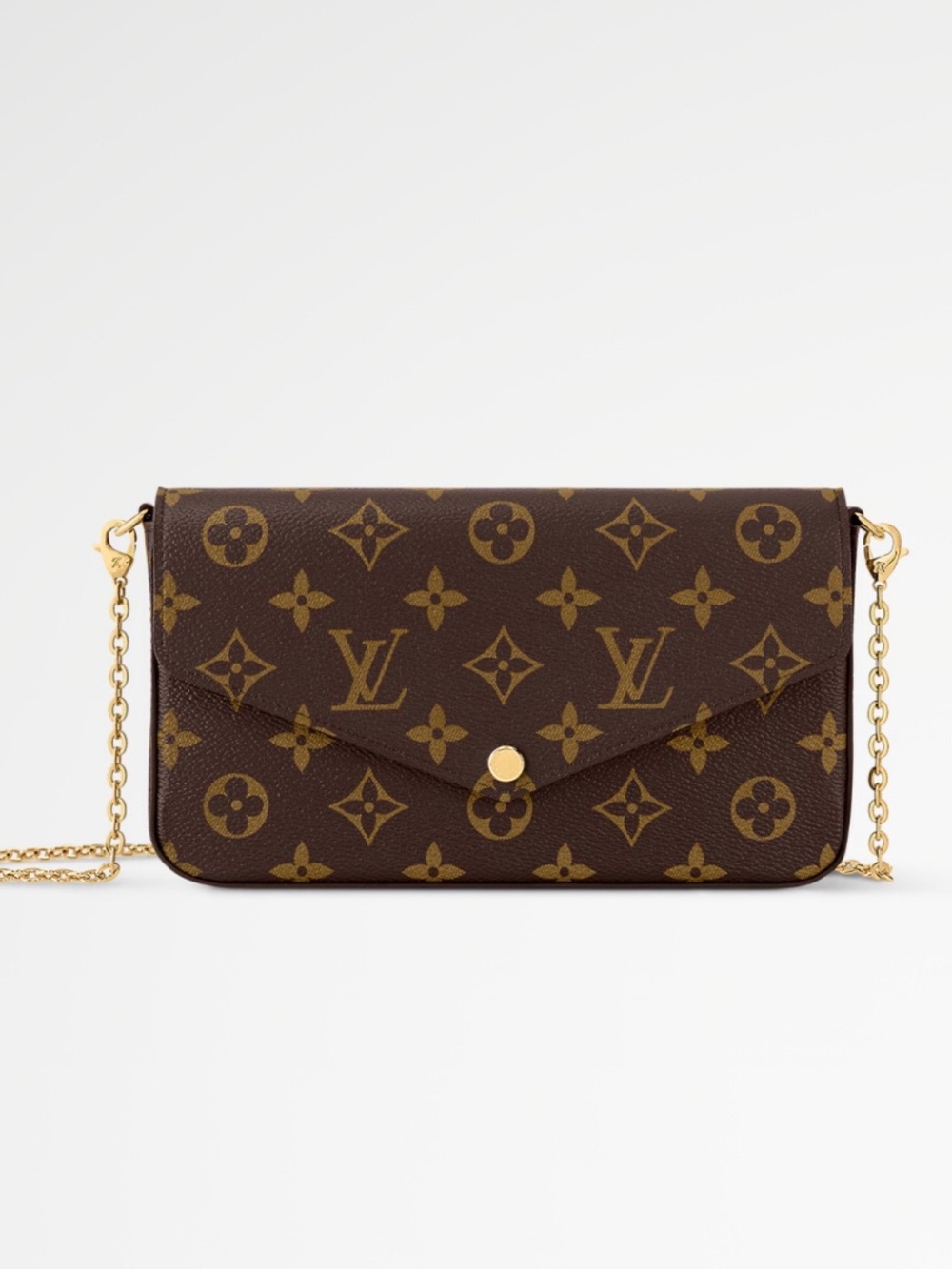 Louis Vuitton Brown Monogram Crossbody with Gold Chain and Red Trim - Picture 3 of 6